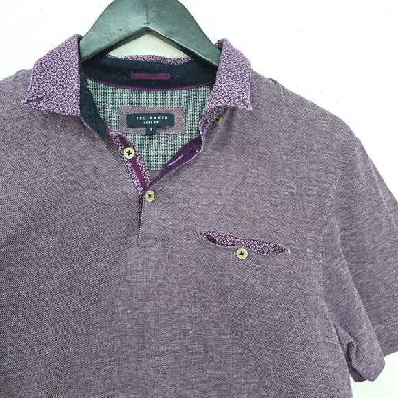 Ted Baker Purple Polo Shirt Men Size 4 / US Medium - Picture 2 of 7